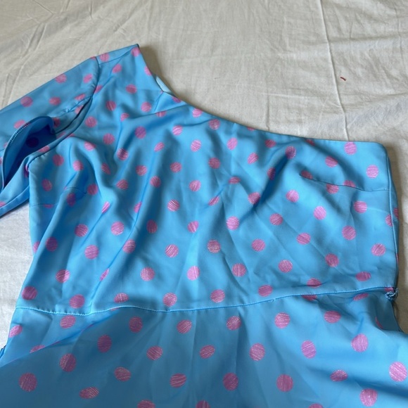 C Wonder by Christian Siriano One-Shoulder Dress Coastal Blue Large NWT - Picture 5 of 9